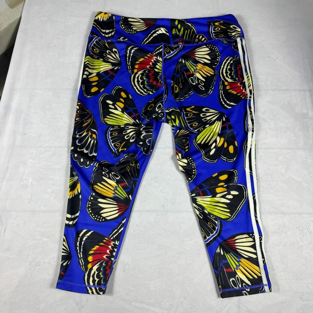 NWT Adidas x‎ FARM Rio Butterfly 7/8 Training Legging Blue Gym Workout Sports 4X